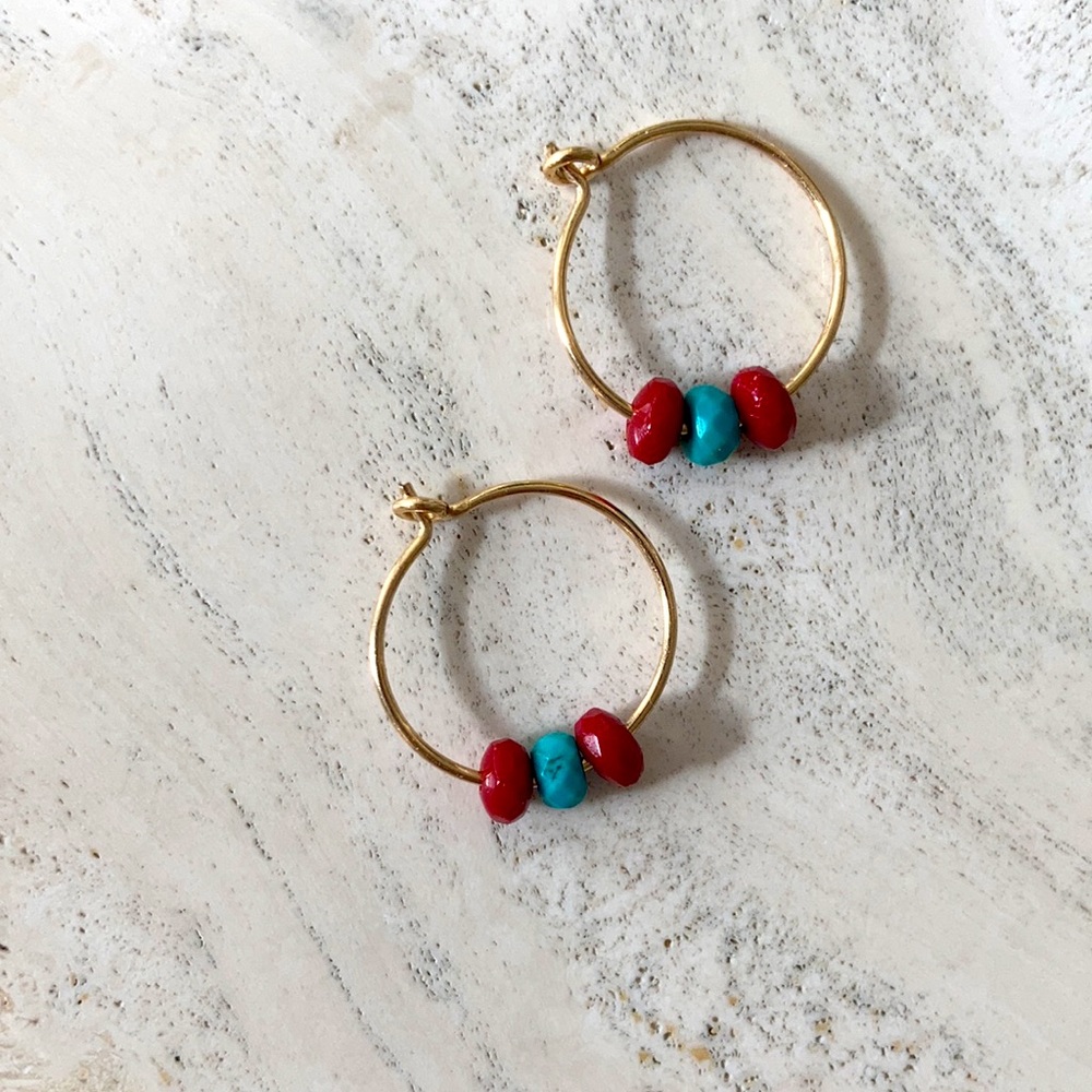 Gold filled beaded hoops